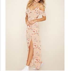 Forever 21 nude floral sheer maxi